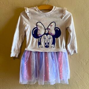 Disney Juniors Minnie Mouse Sparkly Tulle Sweatshirt Twirl  Dress Size 6